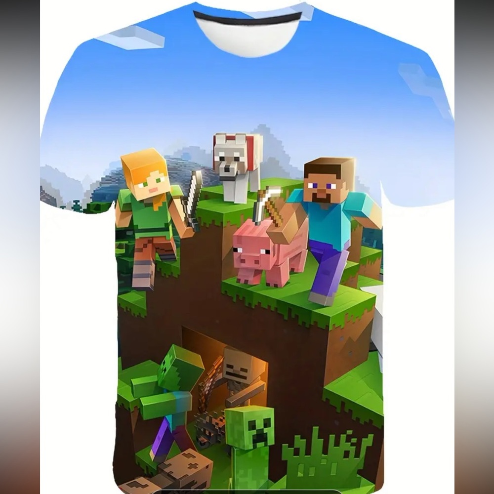 🌵. Boy's Cartoon Block‎ Graphic T-shirt,